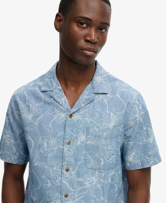 Superdry vintage loom cabana overhemd korte mouw — relaxed fit, 100% katoen