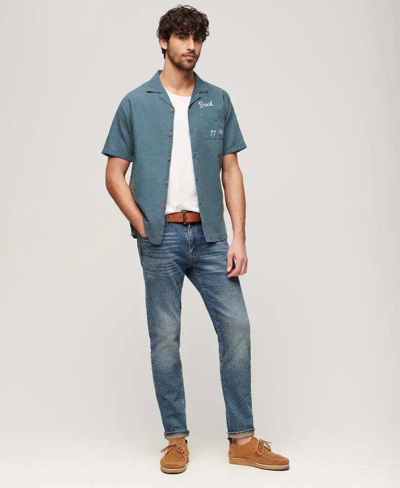 superdry Chemise à manches courtes Resort en coton-lin CLASSIC NAVY 5/7