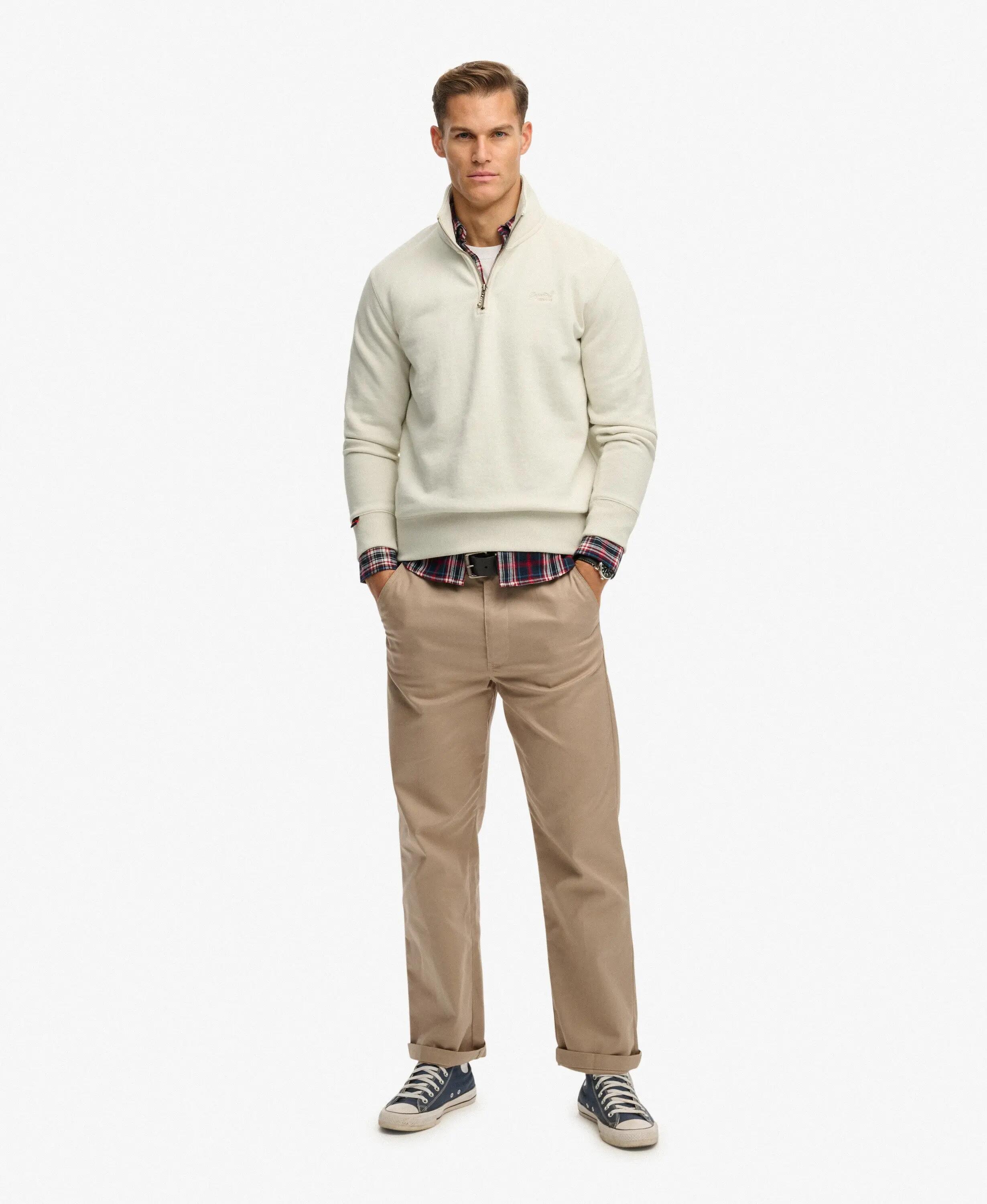 superdry Essential Logo Half Zip Sweatshirt Birch, 72% cotone/28% poliestere 3/5