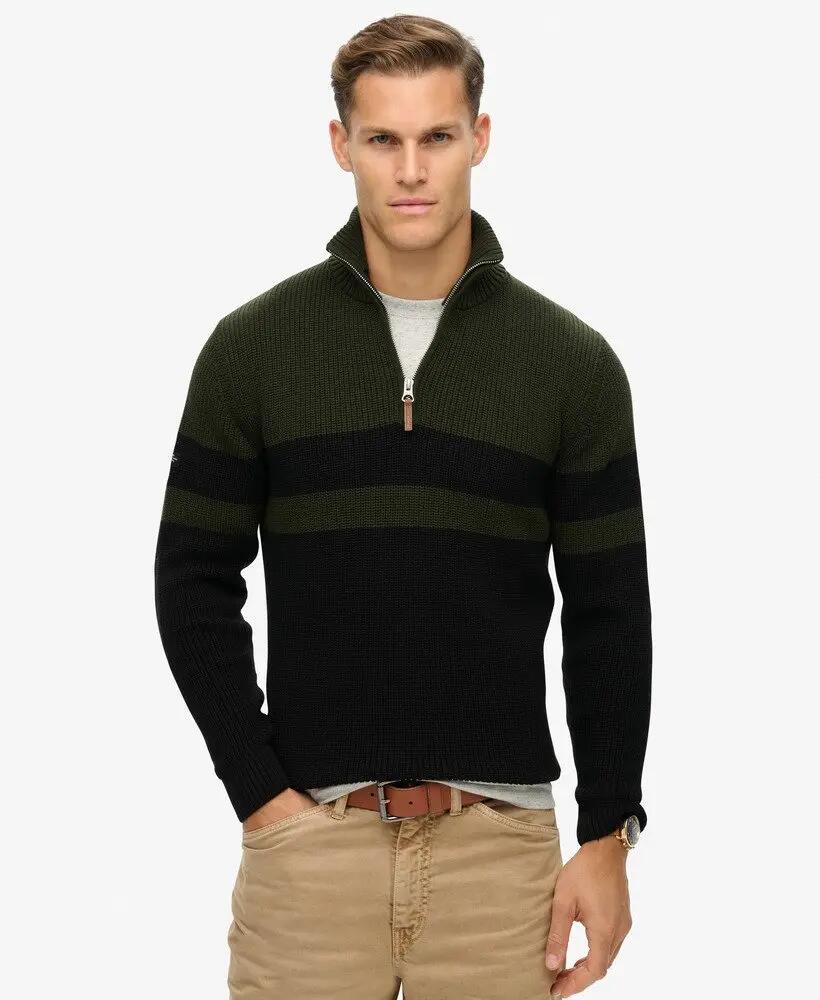 superdry Maglione mezza zip rigato in cotone biologico – slim fit 1/6