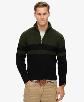 superdry Sweter półgolf z półzamkiem w paski – 100% bawełna organiczna