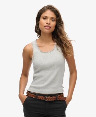 Superdry athletic essentials singlet met kant — grey marl