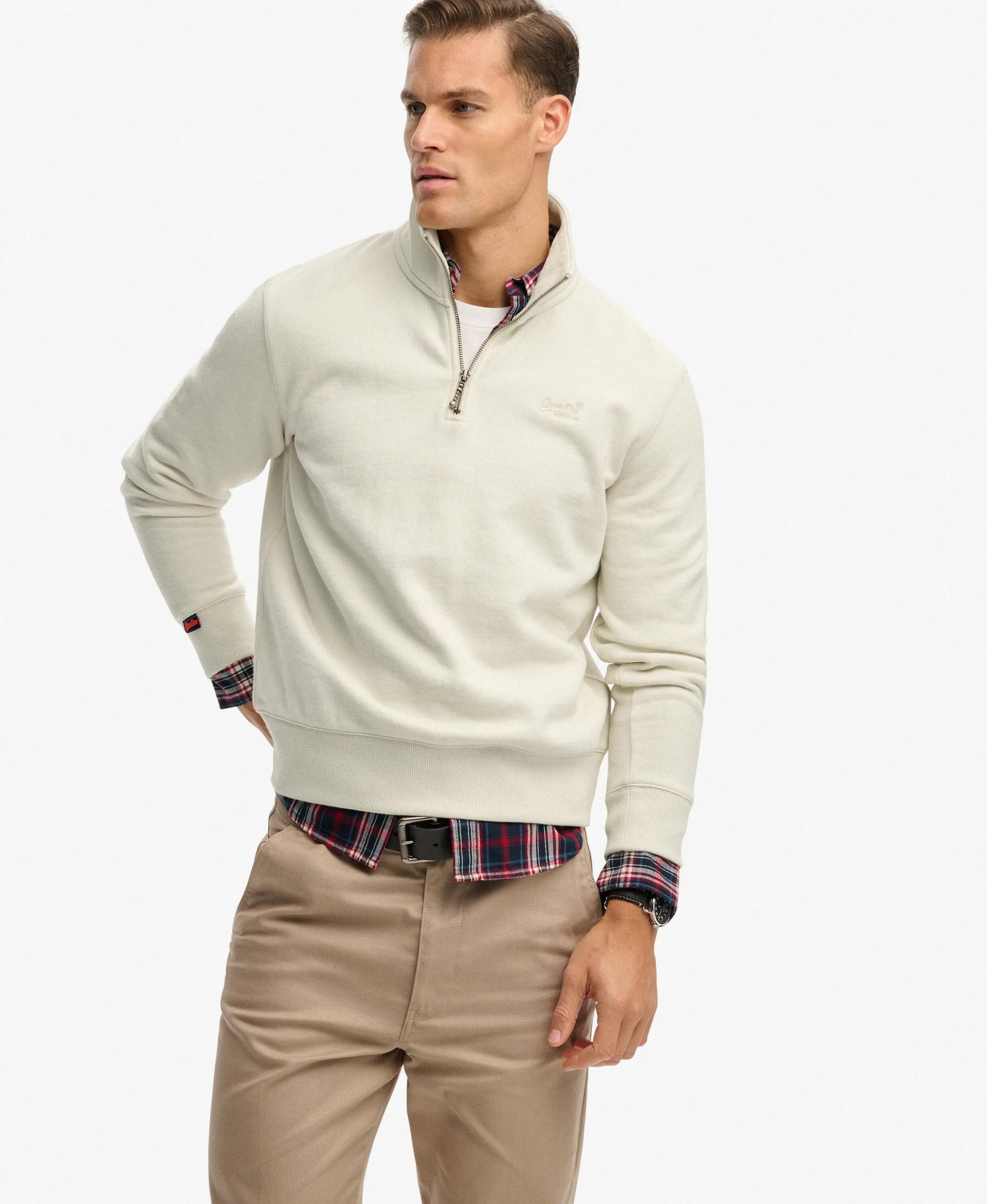 superdry Essential Logo Half Zip Sweatshirt Birch, 72% cotone/28% poliestere 2/5