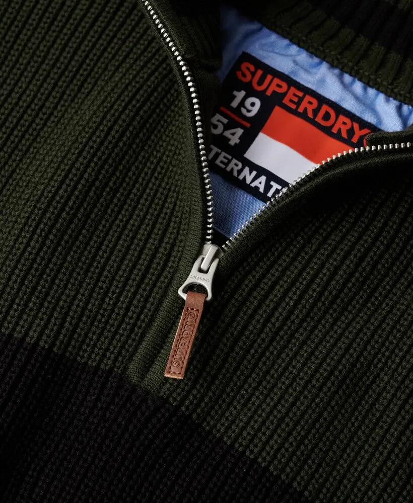superdry Maglione mezza zip rigato in cotone biologico – slim fit 5/6