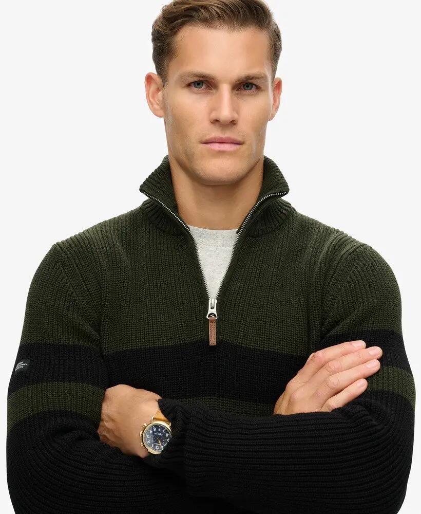 superdry Maglione mezza zip rigato in cotone biologico – slim fit 3/6