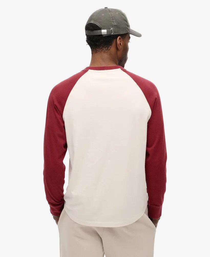 superdry Essential Logo Baseball Ls Top em algodão biológico – White Sand/Rich 4/6