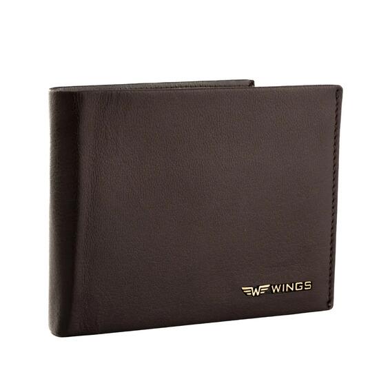 Męski portfel WINGS z naturalnej skóry koziej Brown
