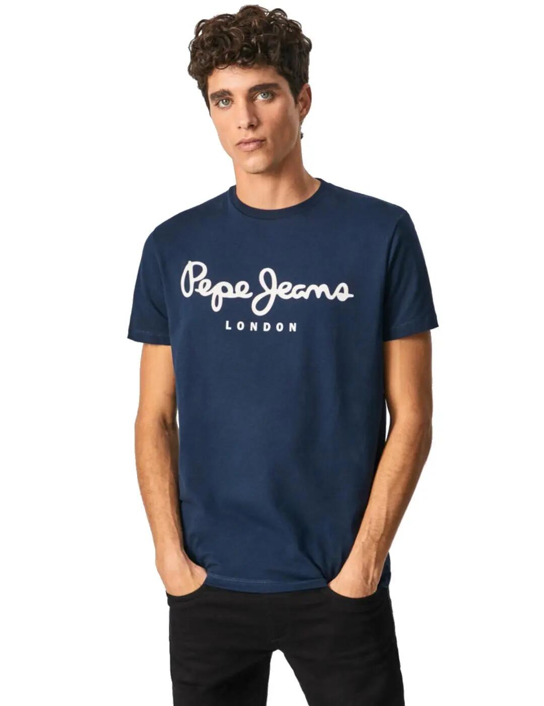 Maglietta da uomo Pepe jeans Original stretch Marino. 2/3