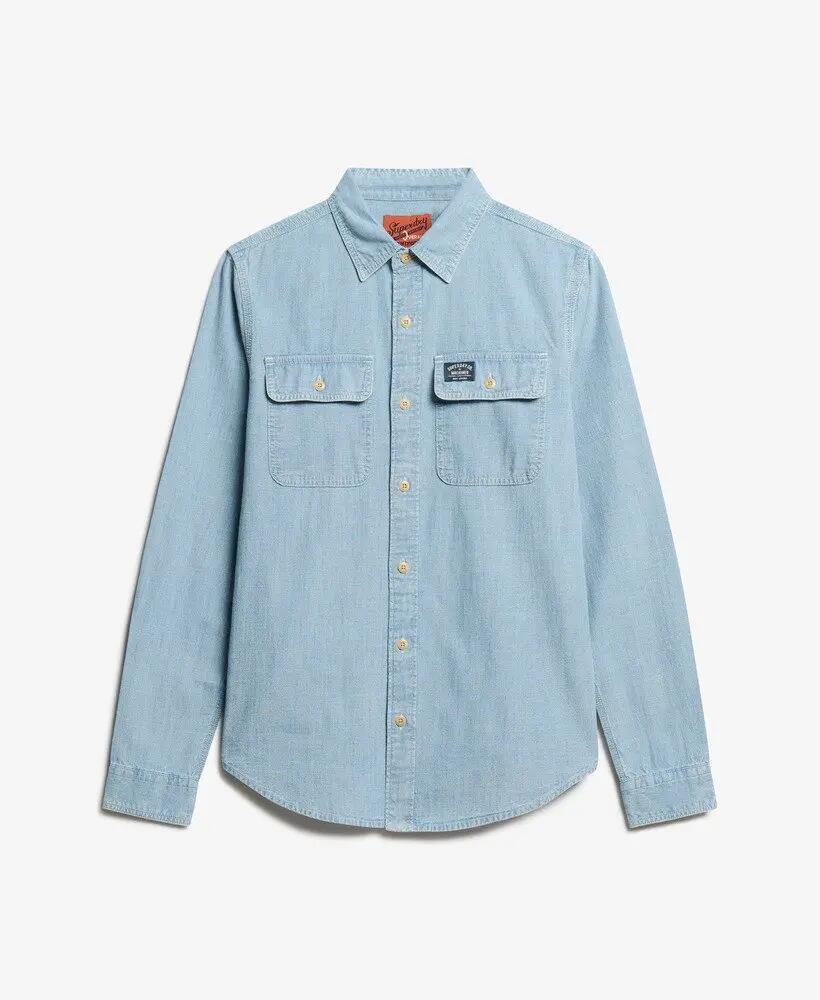 superdry Camisa Workwear em Algodão Manga Comprida - Azul Claro 6/6