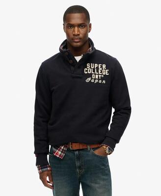 Superdry vintage athletic trui halve knoopsluiting