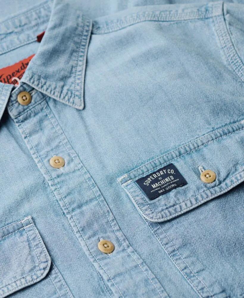 superdry Camisa Workwear em Algodão Manga Comprida - Azul Claro 5/6