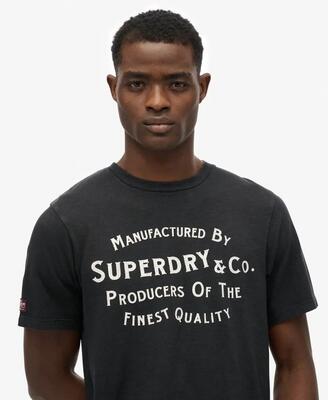 Superdry copper label relaxed t-shirt van biologisch katoen — washed black