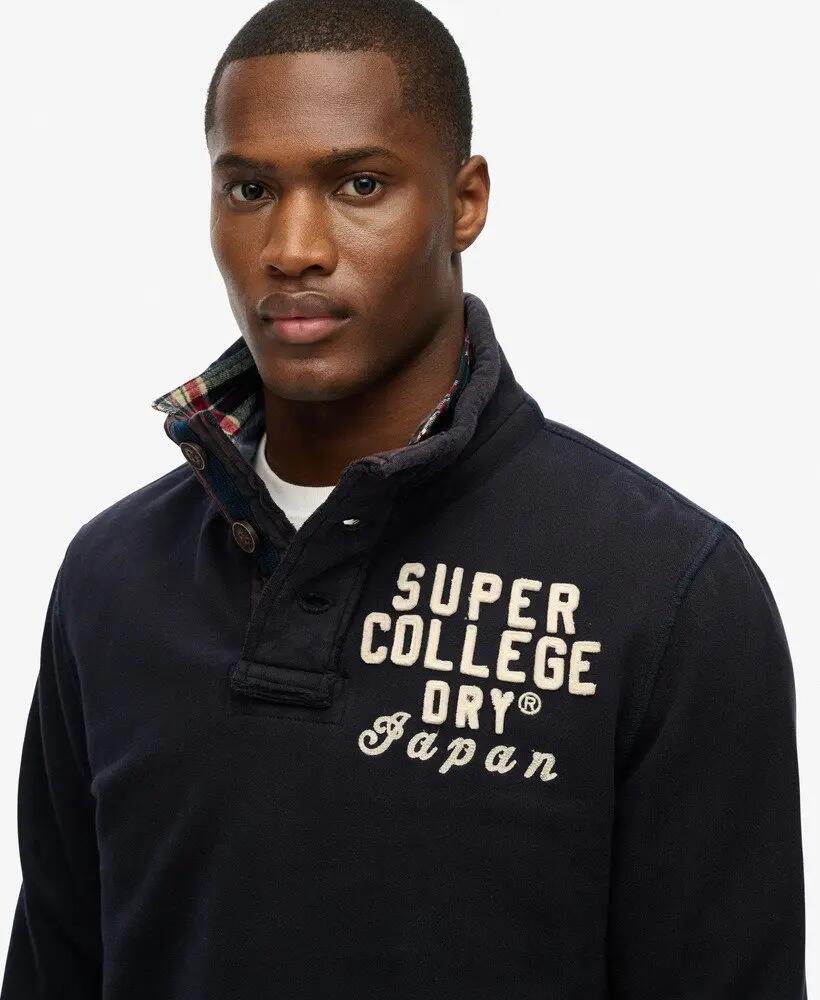 superdry Vintage Athletic trui halve knoopsluiting 3/4