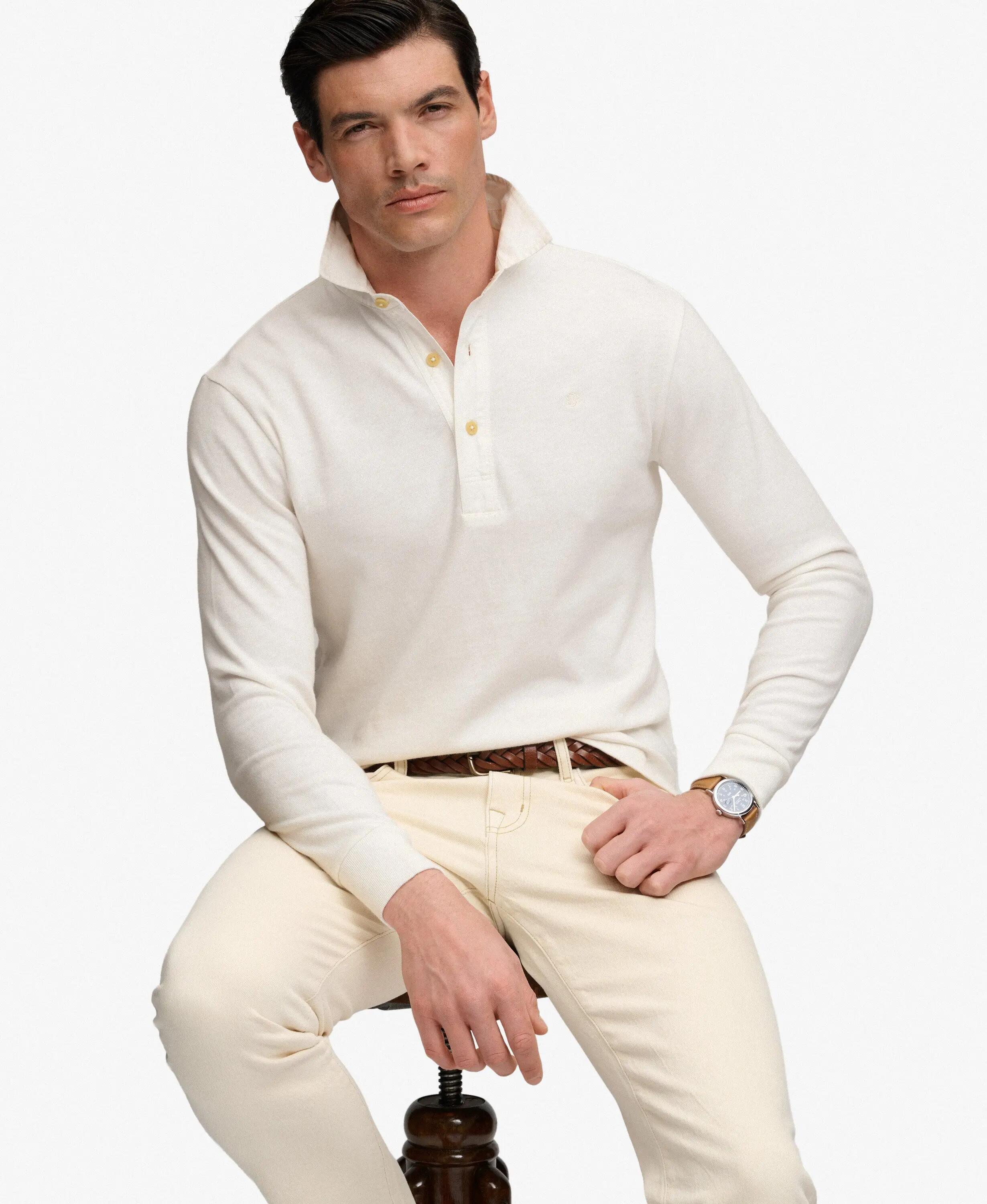 superdry Classic Preppy Tee manches longues – coton 100% Bone White 3/7