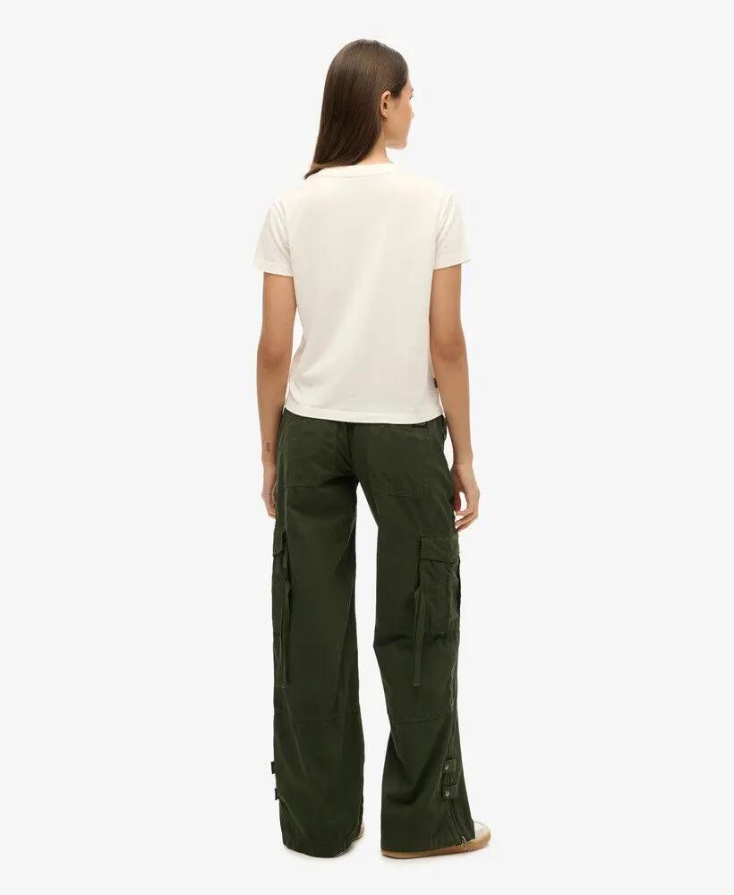 superdry Pantalon cargo taille basse jambe large en coton 3/5