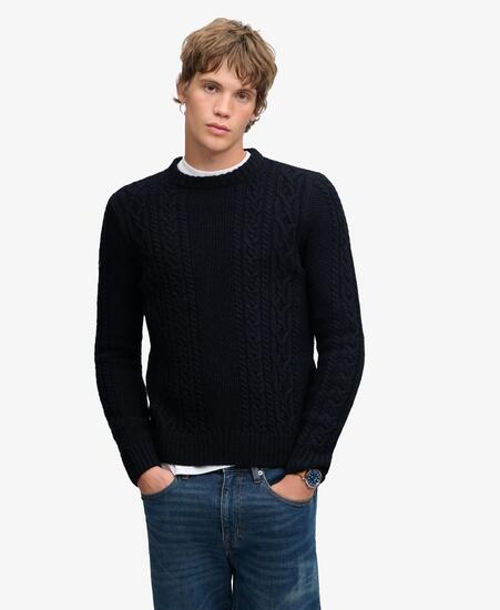 superdry Jacob Cable Knit Jumper maglione a trecce — vestibilità relaxed