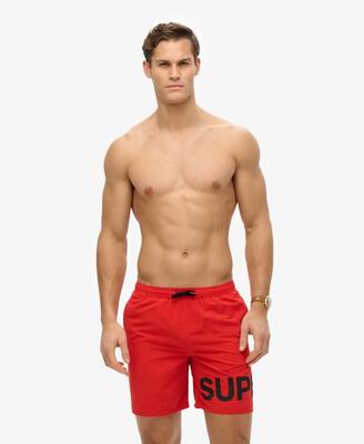 Superdry graphic 17-inch zwemshorts van gerecycled polyester – drop kick red