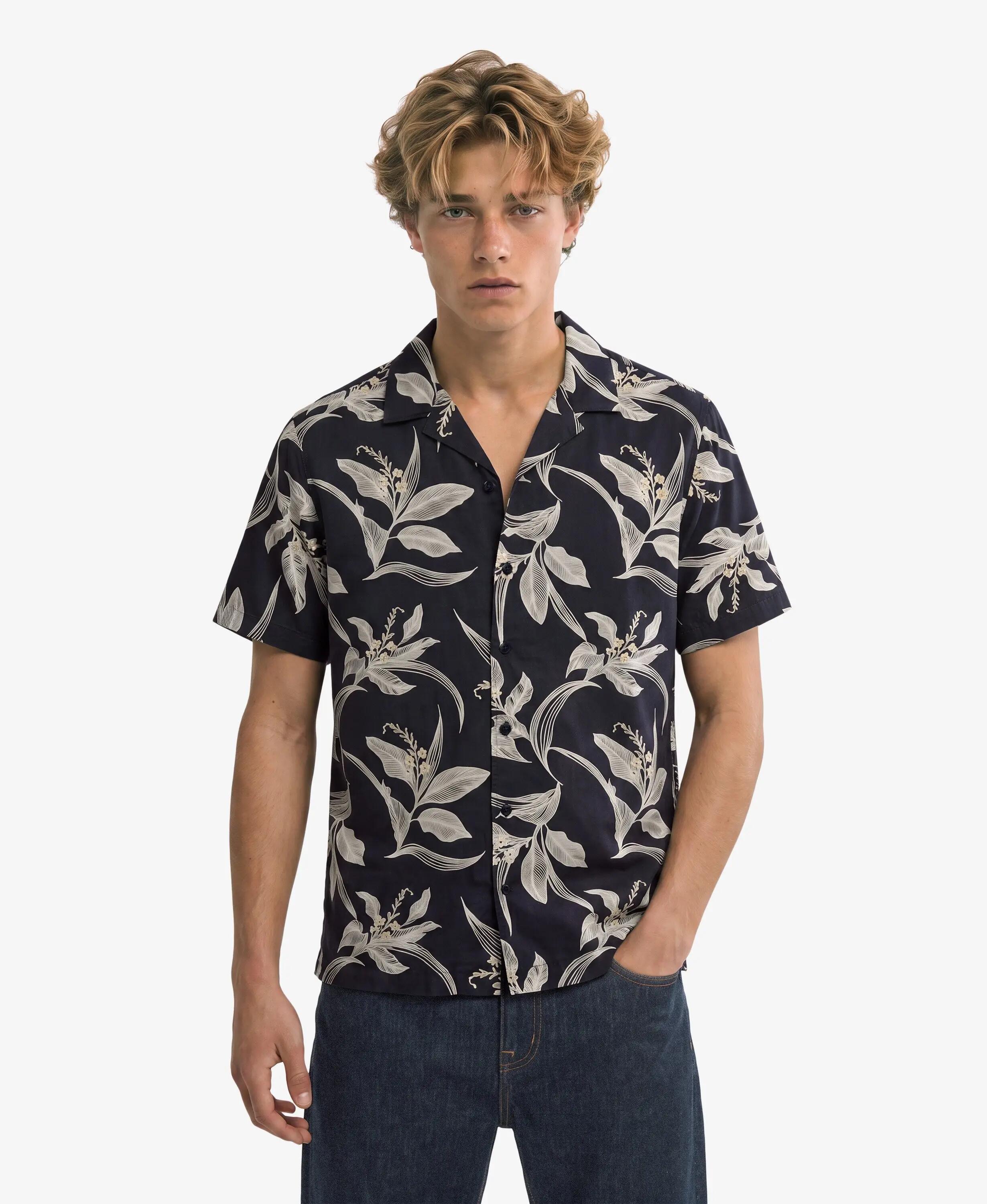 superdry Camicia maniche corte stampa hawaiana Canna Leaves Navy 2/5