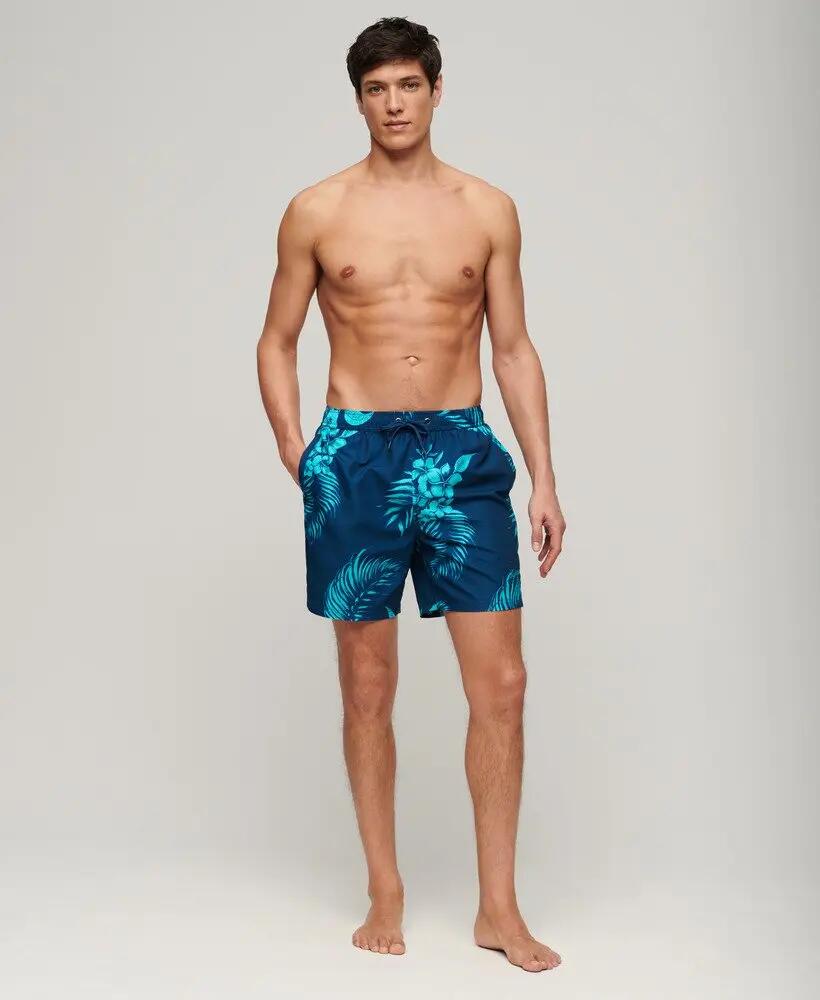 superdry Calções de banho Hawaiian reciclados 43 cm – Palm Print Navy 5/6