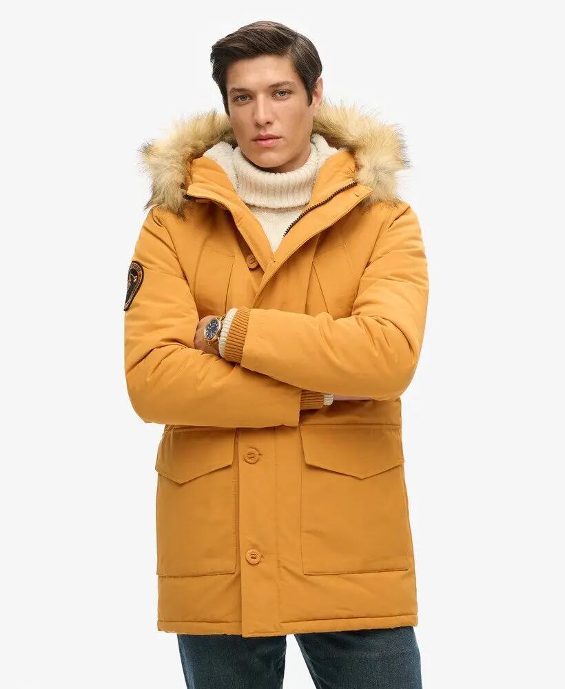superdry Everest parka met capuchon en nepbont – Mustard Yellow 5/7