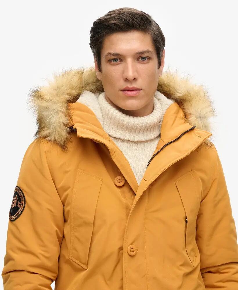 superdry Everest parka met capuchon en nepbont – Mustard Yellow 3/7