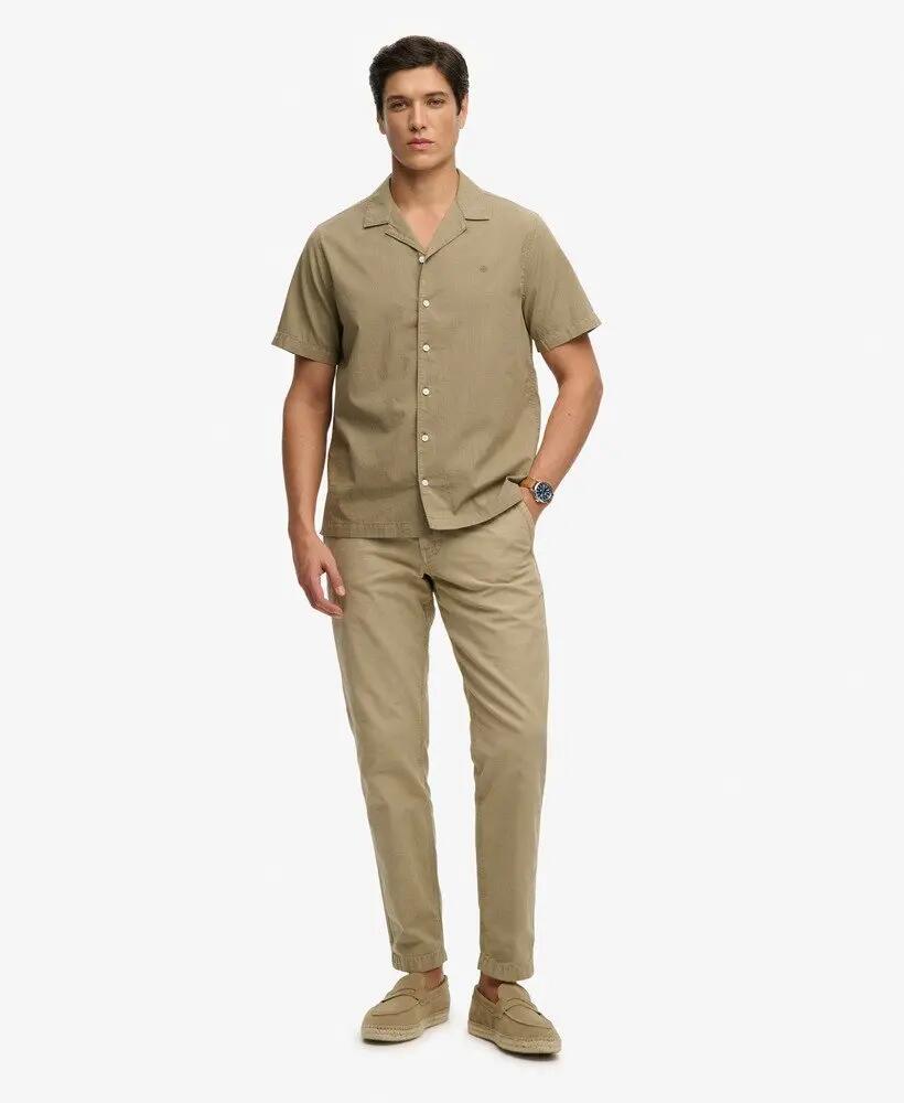 superdry Camisa Cabana manga corta Light Khaki Green 100% algodón orgánico 4/5