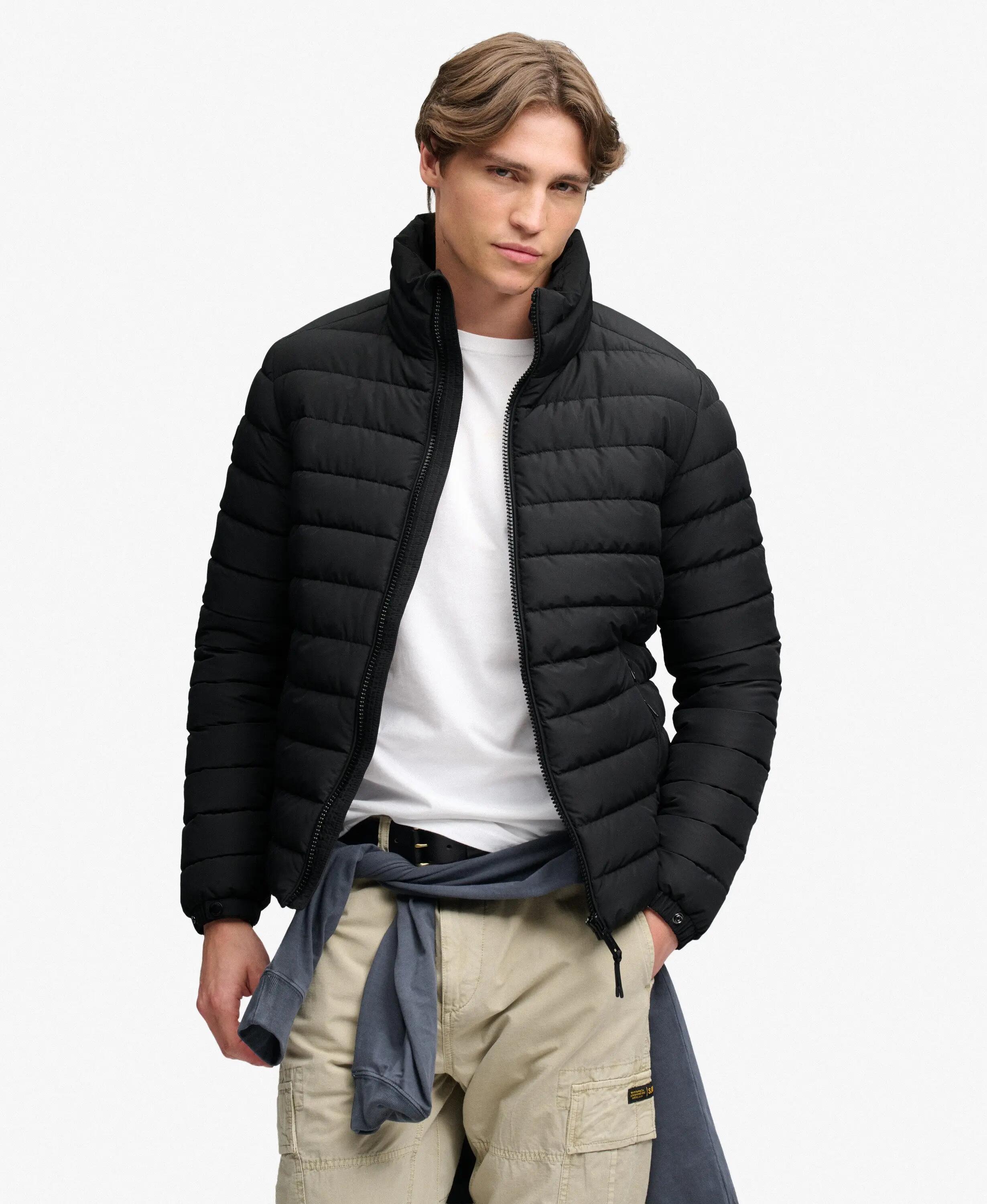 superdry Fuji Midweight Padded Jacket – slim fit, gevoerd, Jet Black 1/7