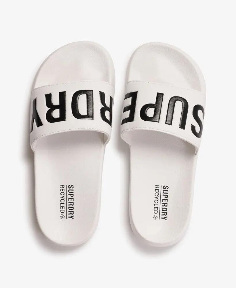 superdry Code Core Pool Sliders - Dames slippers met gevoerde band – OPTIC/BLACK 3/7