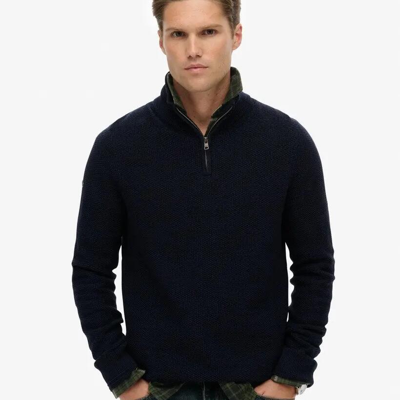 Textured cotton pullover with a trucker collar Superdry