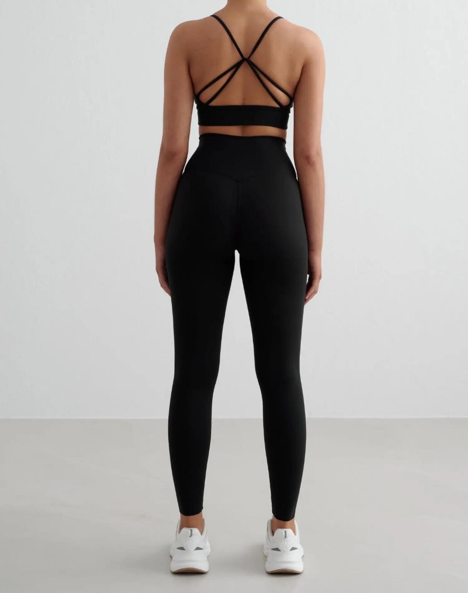 Damen Leggings Hoher Bund Schweißableitend squat proof Extralang Sense Schwarz 2/4