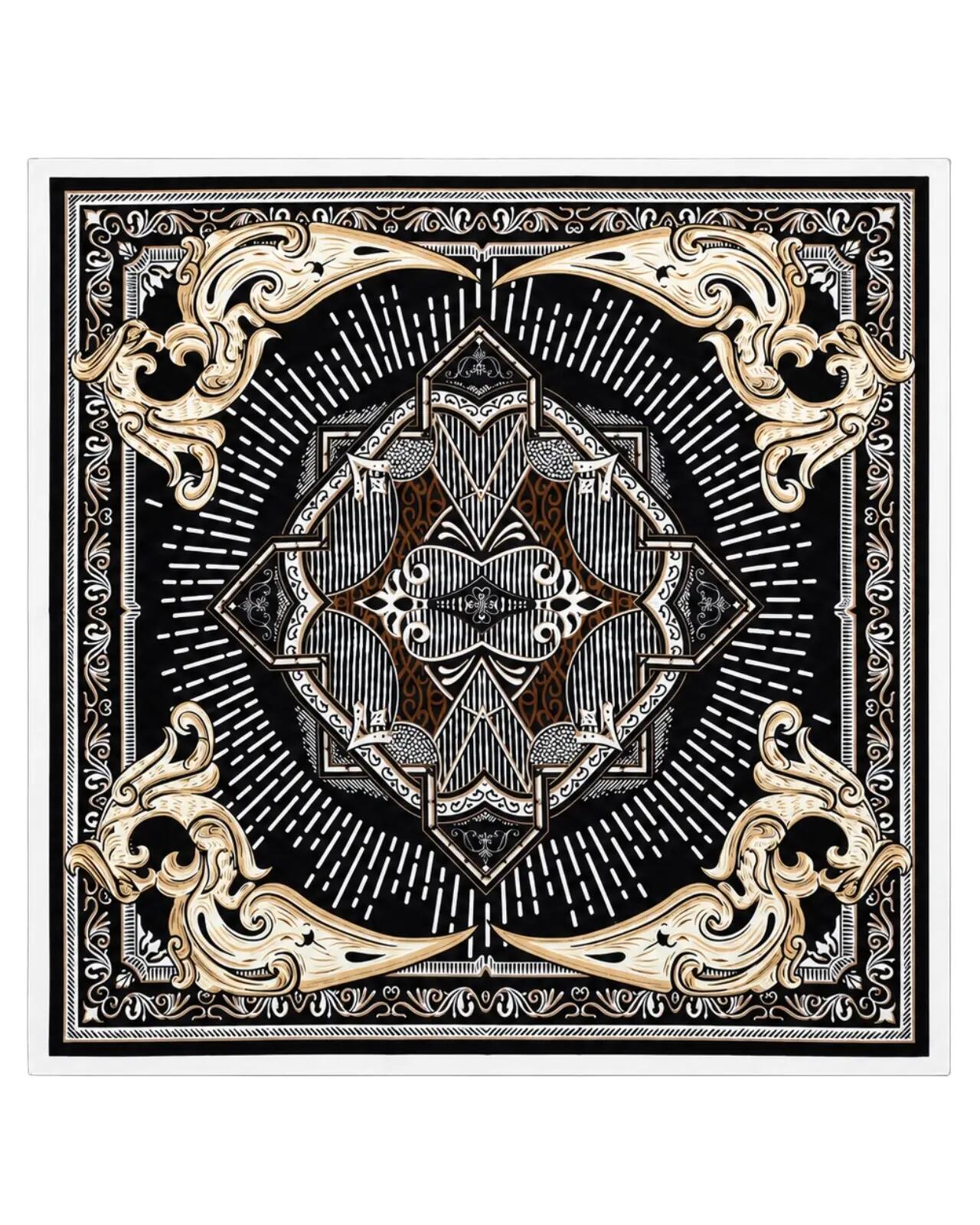 Foulard femme WINGS 90x90 cm motif baroque noir 4/6