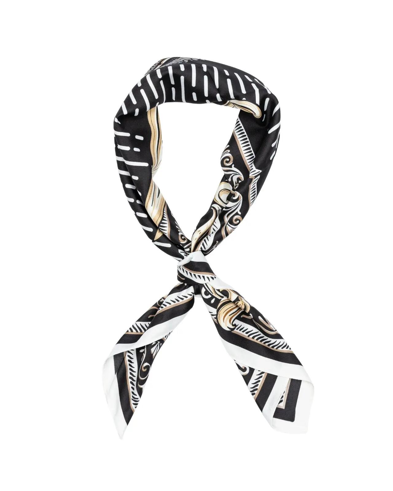 Foulard femme WINGS 90x90 cm motif baroque noir 3/6