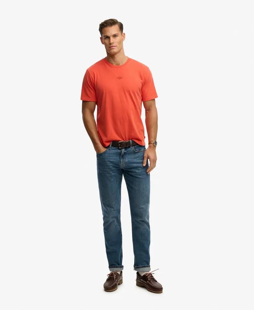 superdry Micro Logo T-Shirt en coton bio – coupe loose, Orange 3/5
