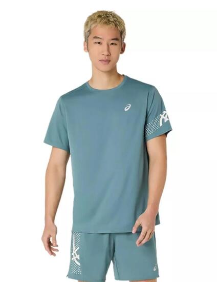T-shirt à manches courtes pour hommes Asics Asics icon Vert.
