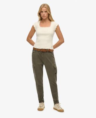 Superdry skinny fit cargobroek van tencel™ worn khaki green