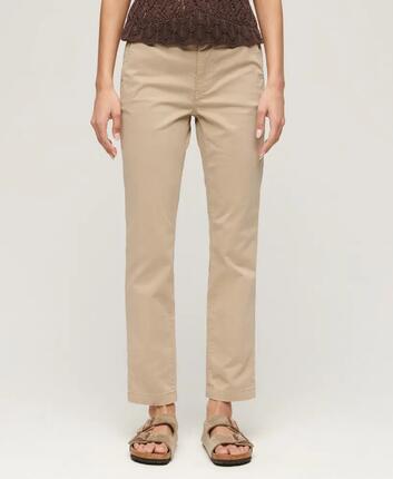 superdry Pantalon Chino Mid Rise pour femme en coton extensible