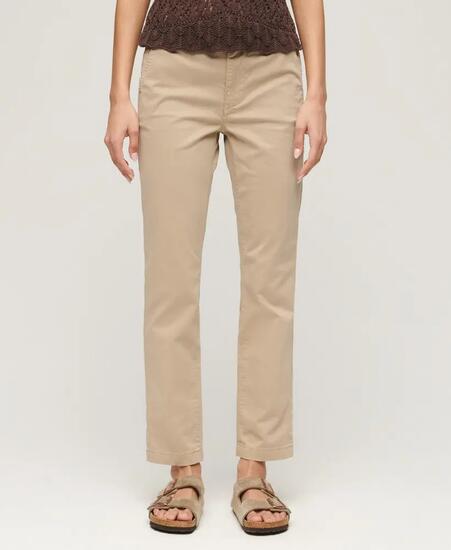 superdry Pantalon chino Mid Rise pour femme en coton extensible