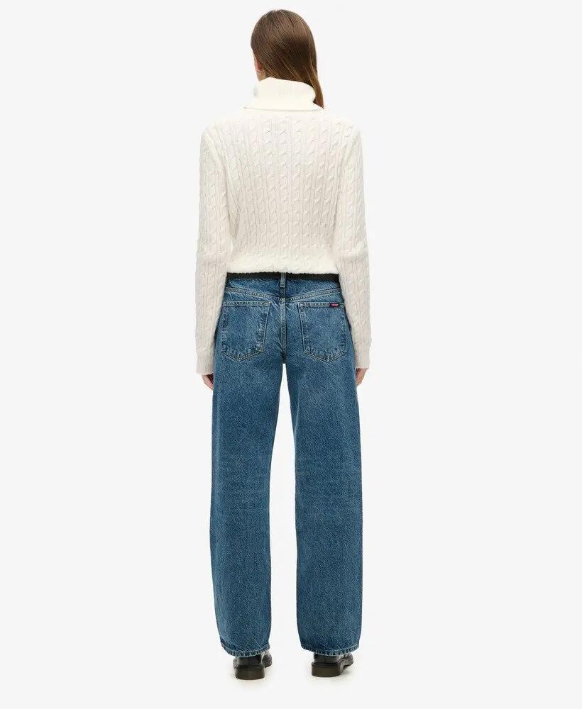 superdry Jeansy wide leg o średnim stanie z bawełny organicznej 5/7