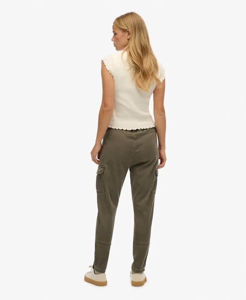 superdry Skinny Fit Cargo Broek van Tencel™ – Worn Khaki Green 4/7
