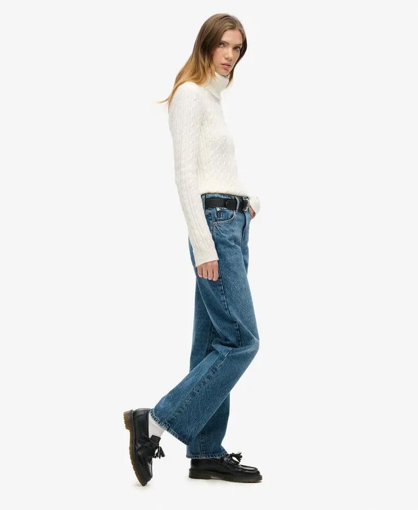 superdry Jeansy wide leg o średnim stanie z bawełny organicznej 4/7