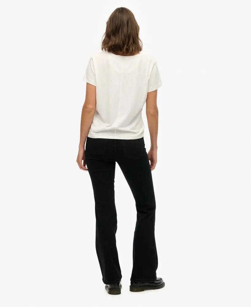 superdry Mid Rise Flare jeans van biologisch katoen - Zwart 6/7