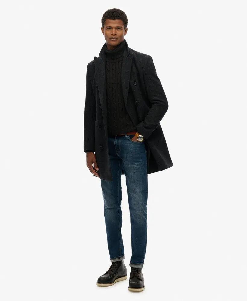 superdry The Merchant Store - Town Coat, tecido rico em lã, slim fit 4/7