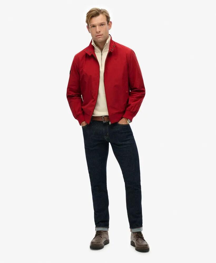superdry Classic Harrington Jacket – Relaxed Fit, Chilli Pepper Red 3/7