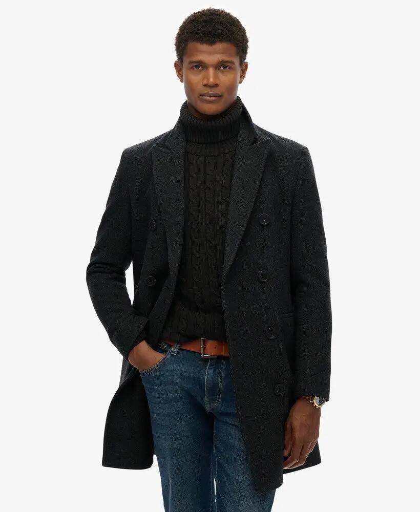 superdry The Merchant Store - Town Coat, tecido rico em lã, slim fit 2/7