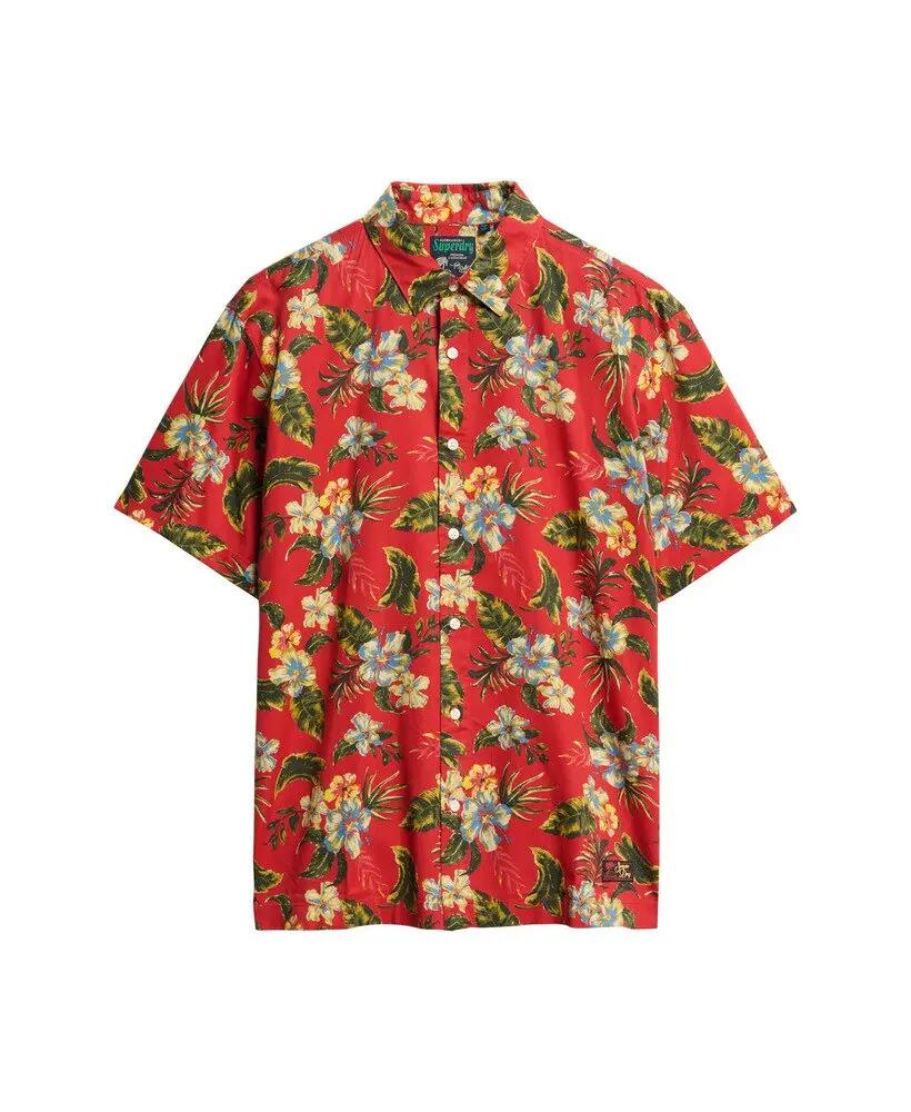 superdry Hawaiian Printed Shirt – relaxed fit, Botanical Red 7/7
