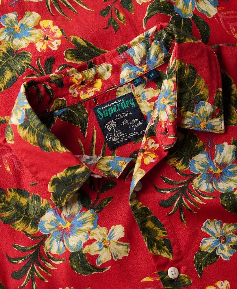 superdry Hawaiian Printed Shirt – relaxed fit, Botanical Red 6/7