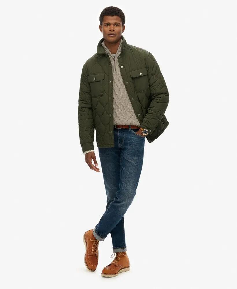 superdry Surplus Liner Overshirt in nylon riciclato – Olive Green 3/6