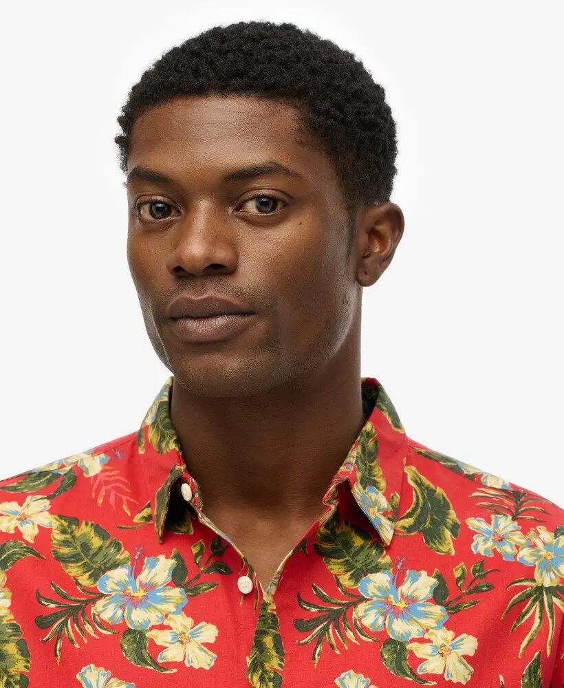 superdry Hawaiian Printed Shirt – relaxed fit, Botanical Red 4/7