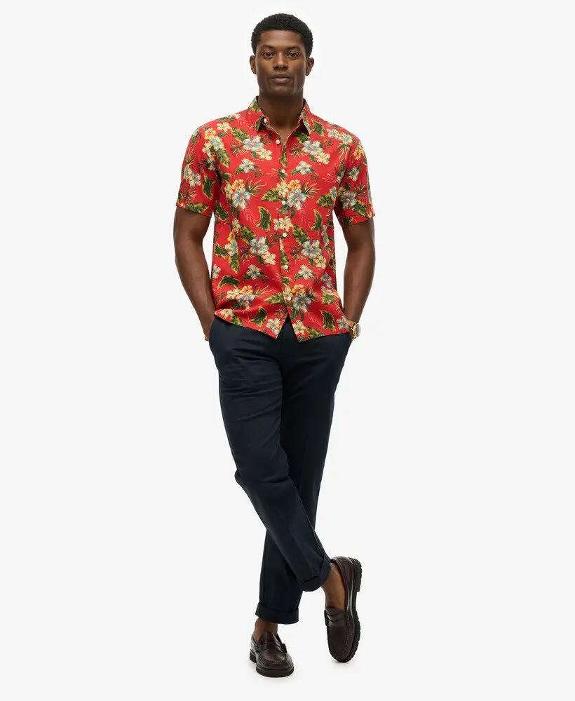 superdry Hawaiian Printed Shirt – relaxed fit, Botanical Red 3/7