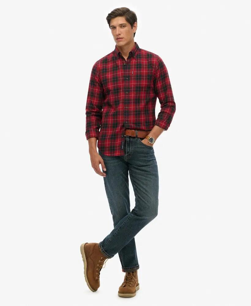 superdry Camisa Vintage Check 100% algodão — Hoxton Check Red 3/7